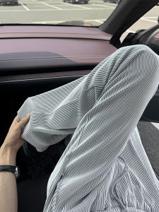 Quần Dài Nam American Stripes Ice Silk Mỏng Thoáng Khí Ống Đứng Rộng Rãi Thoải Mái Mùa Hè Quần Dài Thường Ngày