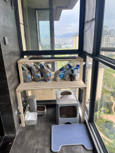 Solid Wood Cat Climber Pet Shelf Cat Nest Flower Rack Litter Box Storage Rack Two-Layer Storage Minimalist House Cat Ladder Rack