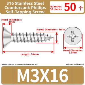 JINJUNTAI | 316 Stainless Steel Self Tapping Screws
