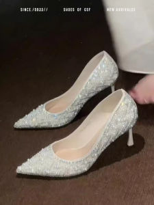 Stunning Wedding Shoes Sparkling Full of Diamonds High Heels Main Dress Shoes No Foot Pain Thin Heel Engagement Shoes Bridesmaid Shoes