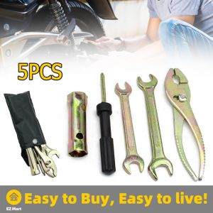 【Fast Shipping】 5pcs New Motorcycle Tool Kit Spanner Wrench Screwdriver Pliers Storage Bag High-quality Aluminum Alloy Motorcycle Tool Kit Motor-Tool-Kit