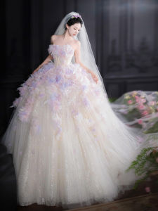 ชุดแต่งงานสไตล์ฝรั่งเศส ชุดราตรีผู้หญิง 2025 ชุดเจ้าสาวใหม่ระดับไฮเอนด์ คุณภาพดี ชุดเจ้าหญิงหลวมๆ ชุดยาวคลุมเข่า แขนกุด คอวี กระโปรงทรงเอ