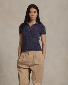 Polo Ralph Lauren Women Cable-Knit Short Sleeve Polo Shirt