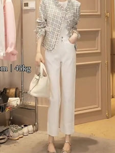 Quần Jeans Denim Ống Thẳng Ôm Vừa Vặn Cạp Cao Thời Trang Xuân Quần Denim Nữ Oajer Flagship Store Thời Trang Nữ