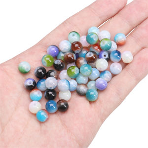 30pcs 10mm Glass Protein Floral Double Pieced Round Beads For Handmade Bracelet Necklace Earring Keychain DIY Craft Jewelry Making Accessories