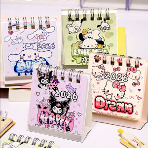 YESPERY Sanrio 2026 Mini Desk Calendar Cute Cinnamon Dog Kuromi Girl Heart Student Desktop Decoration Ornaments