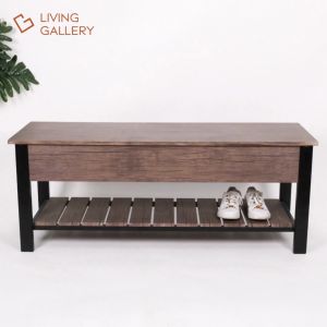 Living Gallery Lift Top Bench w/ Bottom Rack | L120xW40xH46cm | Use For Entryway Mudroom or Shoe Storage | Durable Storage Bench | Easy To Assemble | LG 159 Lift Up Storage Bed - Lazada