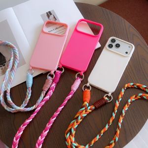 Fashion Lanyard Case For iPhone 17 Pro Max 14 12 11 13 15 16 Plus 17 Air Shockproof Candy Crossbody Neck Cord Braid Strap Cover