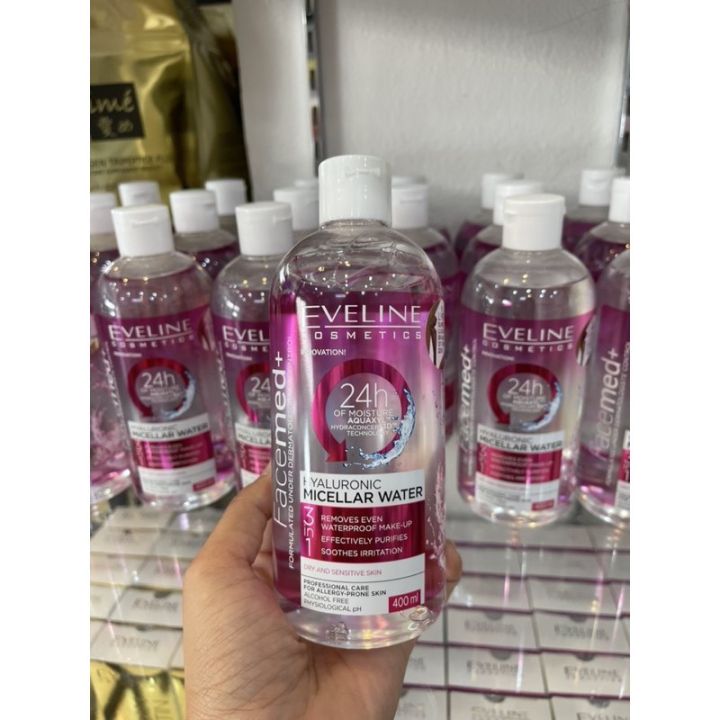 Eveline Hyaluronic Micellaire Water 3 in 1 - 400 ml.คลีนซิ่งวอเตอร์3in1 ...