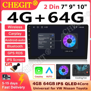 2 din Carplay Android Radio Multimedia 64G 7 9 10 inch Android 13 Auto stereo receiver Player GPS for Toyota Hyundai Nissan Kia