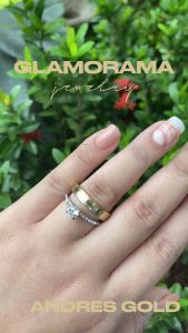 Wedding Ring Set 3-in-1 Gold-Plated 18K Gold Filled Finish for Proposal & Wedding | Glamorama Jewelry | "Andres"