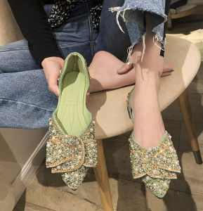 YX | Maternity Flat Shoes Peep Toe With Bow and Crystal Decor