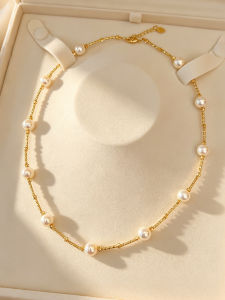 YISHU | Choker Hạt Ngọc Trai Akoya Phong Cách Đơn Giản Sang Trọng Pháp Cổ Điển Mới 18k