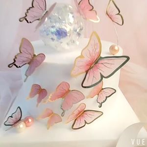 YYDS 10Pcs Butterfly Birthday Cake Insert Decor/Simulation Butterflies Cardboard Food Cakes Toppers