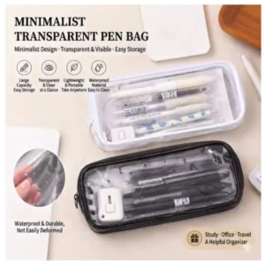 Clear PVC Zipper Pencil Bag Toiletries Exam Pen Pouch Case Travel Luggage Makeup Cosmetic Black White