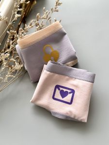 Elegant Purple Womens Underwear Sweet Modale Soft Comfortable Breathable Mid-Waist Triangle Pants 2 Pairs Youth Suitable