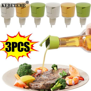 KEBETEME 3ชิ้นฝาปิดขวดใส่น้ำมันอัตโนมัติฝาปิดขวดปรุงรสจ่ายหัวฉีดน้ำมันซอสไวน์หัวฉีดปลั๊กกันรั่วอุปกรณ์ที่ใช้ในครัวจุกขวด