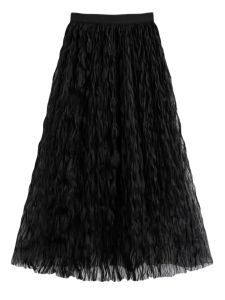 Elegant Lace Half Skirt Womens Fluffy Tulle Midi Skirt Fashionable High Waist Korean Style Commute Folded High Waist Other Material Cake Skirt