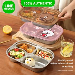 100% Authentic Line Friends Lunch Box Eco-friendly Portable 304 Stainless Steel Material High Temperature Resistance Anti-corrosion LFB227