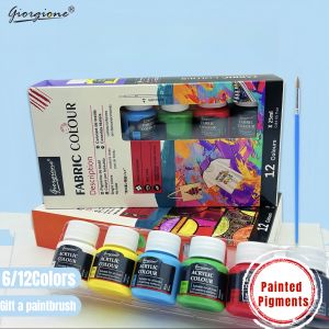 6/12Colors 25ML Acrylic Paint Watercolor Gouache Poster Fabric Glass Paint Drawing Painting for Kids DIY Graffiti Pigment Set