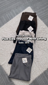 Hello Moderne Plus Size Straight Cut Pants for Women | Front Lining Design Trouser | Waist 33-38 | No Back Pocket *HM2815