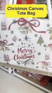 Merry Christmas Canvas Tote Gift Bag For Cakes Cookies Gifts Durable Reusable Xmas