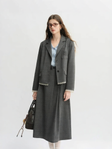 DUSHU | Plus Size Stylish Collegiate Suit Womens Wear Skirt Suit