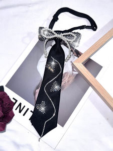 New 2025 Student Style Shirt Collar Bow Tie Womens Sparkling Diamond Butterfly Knot Sweet Cool JK Tie Trendy Fashion Accessory