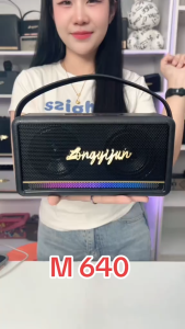 ลำโพงบลูทูธแท้ M640 Bluetooth Portable speaker เบสดี ลำโพงคู่78MM ไฟ RGB 10W แบตเตอรี่ 1200mAh