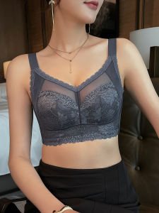 Floral Rock Womens Bra Thin Full Cup No Steel Ring Shockproof Underwear Luxury Style Nylon Fabric Cotton Lining V-Neck Design