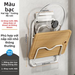Kệ Treo Tường Đa Tầng Để Nắp Nồi Thớt Không Cần Khoan