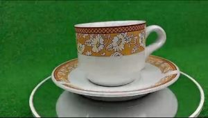 Gelas Cangkir Kopi Set Keramik 1 Pack Isi 6 Set Bunga Gold