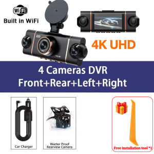 4K Quad Lens Car Camera WIFI Dashcam 360° Coverage Car DVR 24H Parking Monitor Starlight Night Vision Car Security Accessory