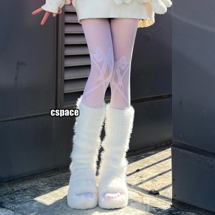 Furry Leg Warmer JK Japanese Style Autumn and Winter Thick Warm Black