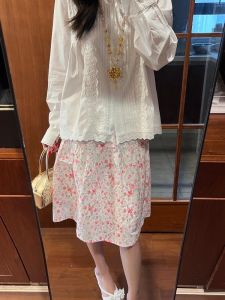 Váy Midi Chữ a Cạp Cao Họa Tiết Hoa Nhỏ Đa Năng Mùa Hè Cho Nữ Váy Midi Cạp Cao Che Mông Váy Midi Chữ a Cỡ Nhỏ