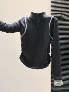 LUOSHAO | Elegant Stand-Collar Half-Zip Warm Fitted Slimming Winter Blouse