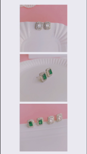 Khuyên Tai Nụ Đá Hình Vuông Đính Đá Cz Zircon Lấp Lánh Phụ Kiện Trang Sức Thời Trang Hottrend Kpop Và Việt Nam Sang Trọng