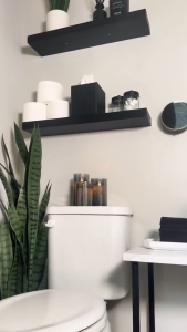 three (3) layers bathroom floating shelves with concealed metal support 3 pcs solid wooden shelves with hidden metal support bathroom counter storage