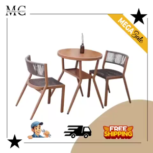 🔥【LOCAL SELLER】🔥DACO ROUND TABLE WITH 2 RATTAN SEATING CHAIR BALCONY OUTDOOR SET
