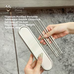 PINSHANGZUO | Antibacterial Portable Titanium Spoon and Chopsticks Set