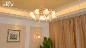 crystal Light โคมระย้า Citrine โคมไฟคริสตัล โคมไฟห้องนั่งเล่น สไตล์ยุโรป โคมไฟเพดานร้านอาหาร