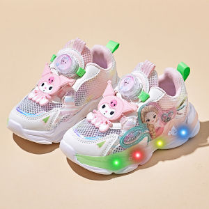 Giày Trẻ Em Lưới Thoáng Khí Giày Công Chúa Hoạt Hình Giày Trẻ Em Sáng Đèn Giày Chống Thấm Nước Giày Trẻ Em Có Nút Xoay