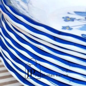 12PIIRNG MELAMIN BESAR 23CM MOTIF KEMBANG BIRU TIONGKOK