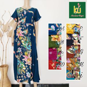 Daster Kencana Ungu Asli Support Busui Label Biru Lengan Pendek Panjang kode ld 47 Longdres