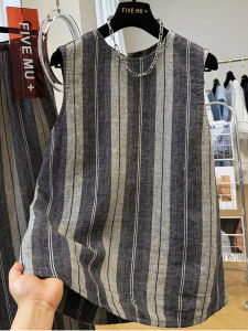 PAZHAOLANG | Extra Large 300lb Vintage Lightweight Comfortable Linen Stripe Vest