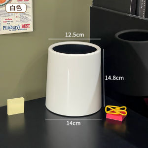 Cute Large Capacity Desktop Trash Can Office Paper Waste Basket Student Dormitory Storage Bucket round Shape PP Material Thickened