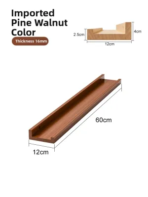 NEIKIA | Solid Wood Wall Mounted Shelf No Drilling Living Room Wall Background Decoration Display Rack Simple Modern Style Pine Wood