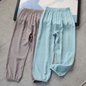 Mosquito-Resistant Silk Cotton Childrens Lantern Pants Summer Sun Protection Casual Long Pants Home Clothes for Babies