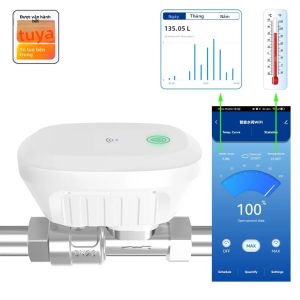 Van Nước Thông Minh Tuya Smart WiFi Tự Động Hóa Nhà Cửa Với Hiển Thị Lưu Lượng Nước & Nhiệt Độ Hẹn Giờ - Điều Khiển Qua Ứng Dụng Smart Life
