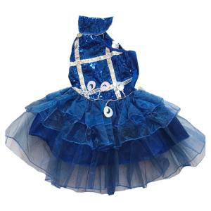 Sequined Blue Puff Skirt Dress